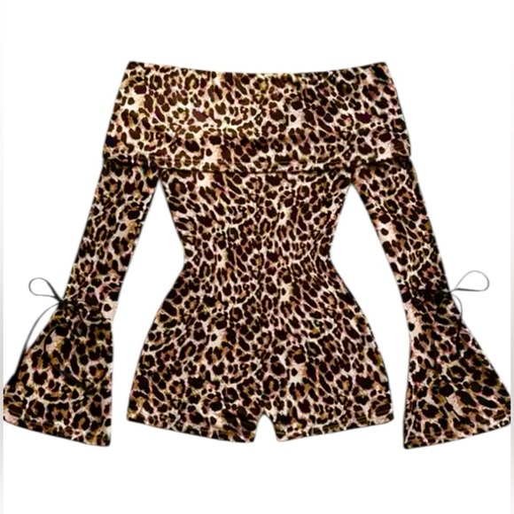 SHEIN Pants - NWOT Leopard Print Off-Shoulder Romper Stretchy Size 3XL